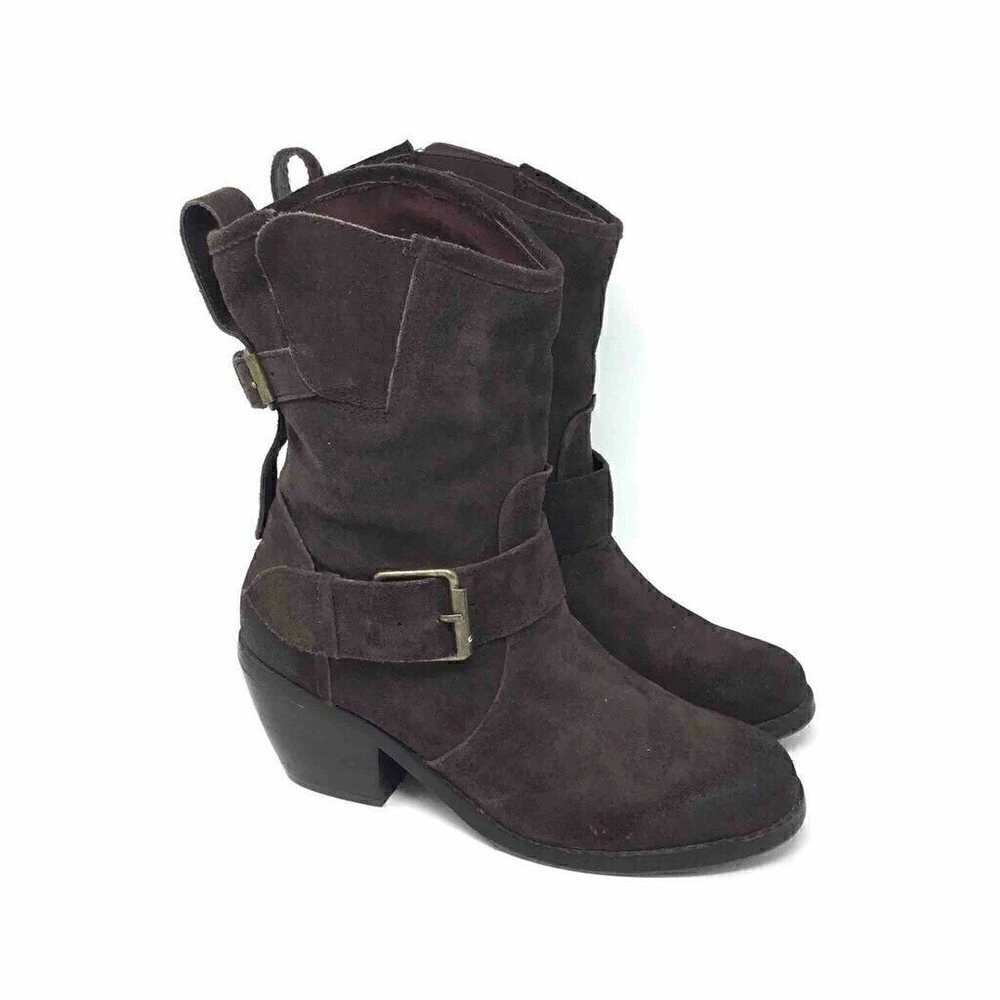 Dolce Vita Riding Boots Brown Leather Buckle Cuban Heel 8